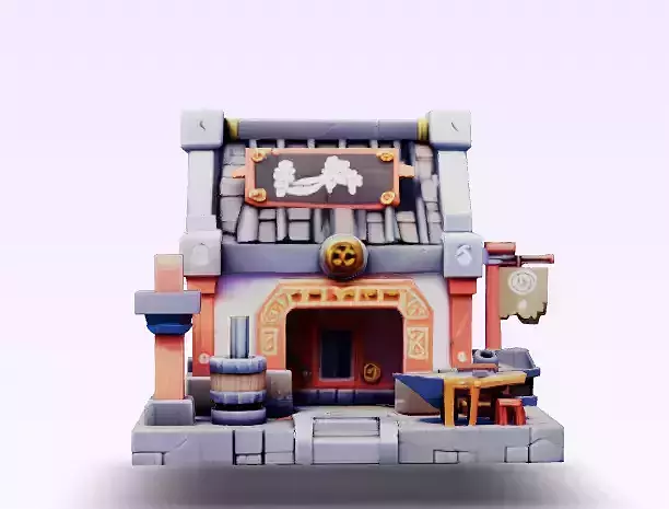 Stylized Medieval Blacksmith Shop 3D Model
