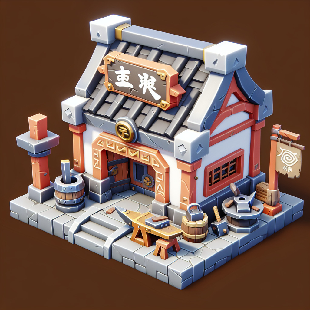 Stylized Medieval Blacksmith Shop 3D Model 3D print model_1