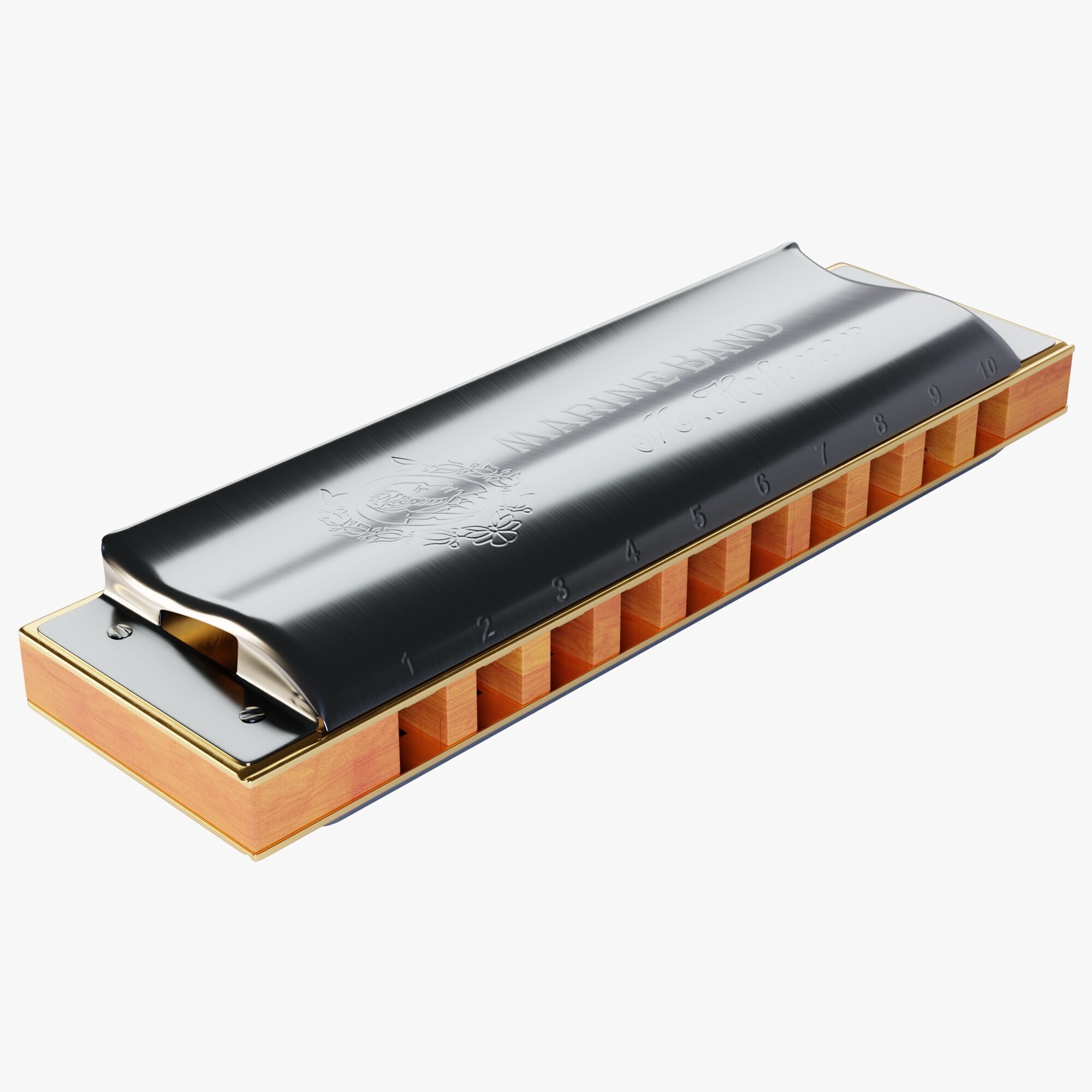 Harmonica 3D model_2