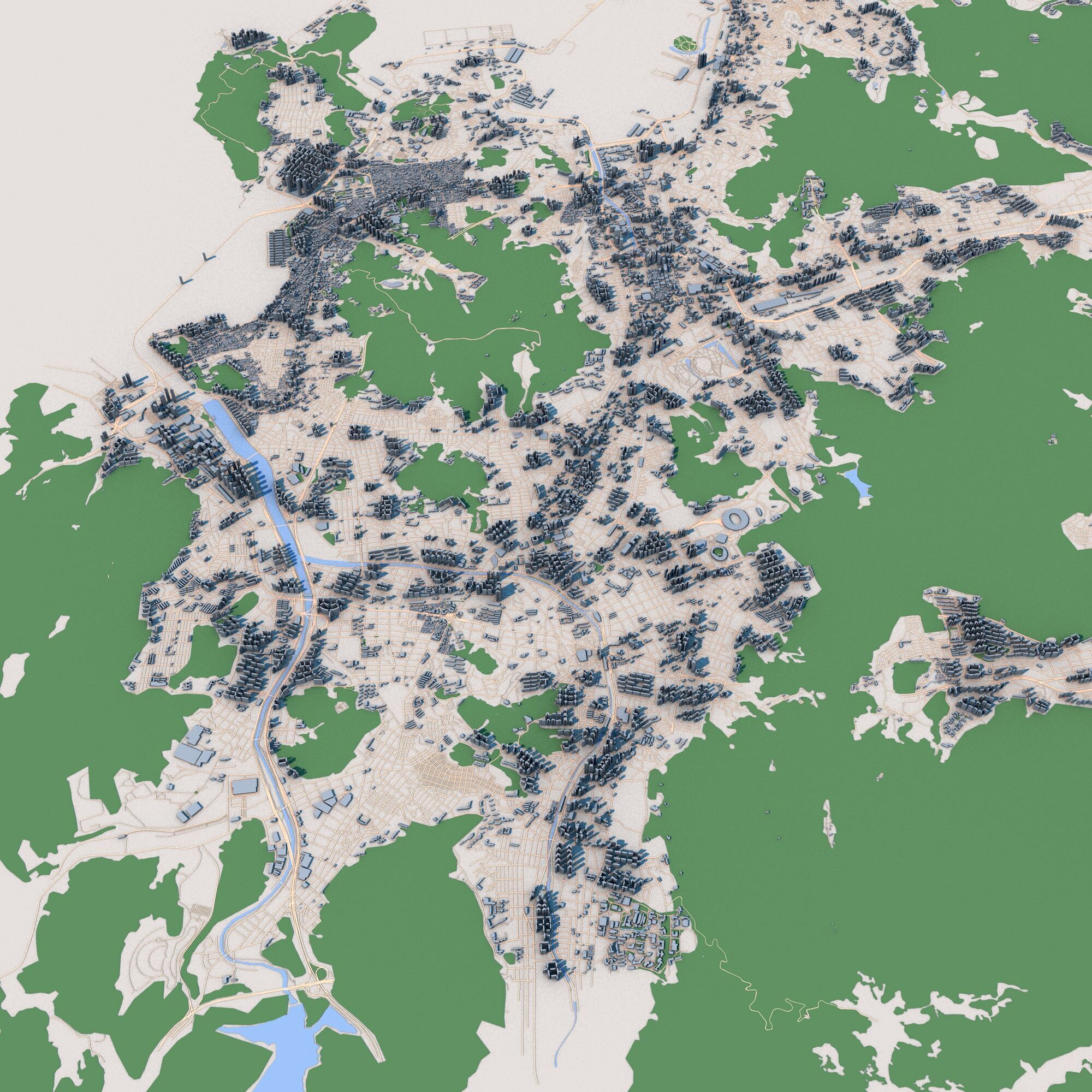Busan City South Korea 3D model_4
