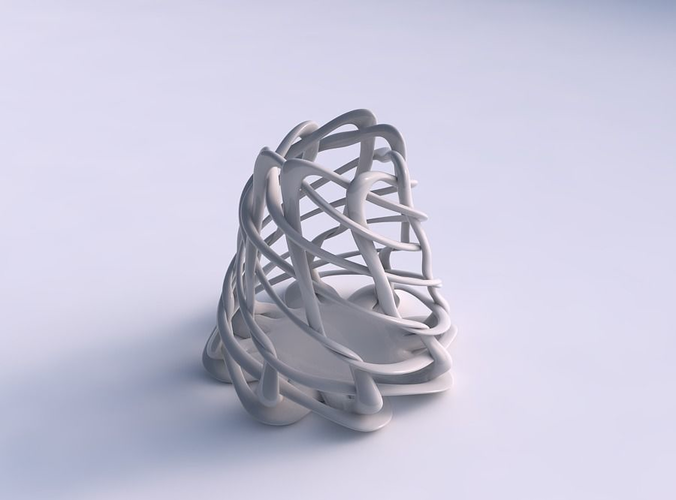 Bowl oval with interlacing lattice twisted and streched top