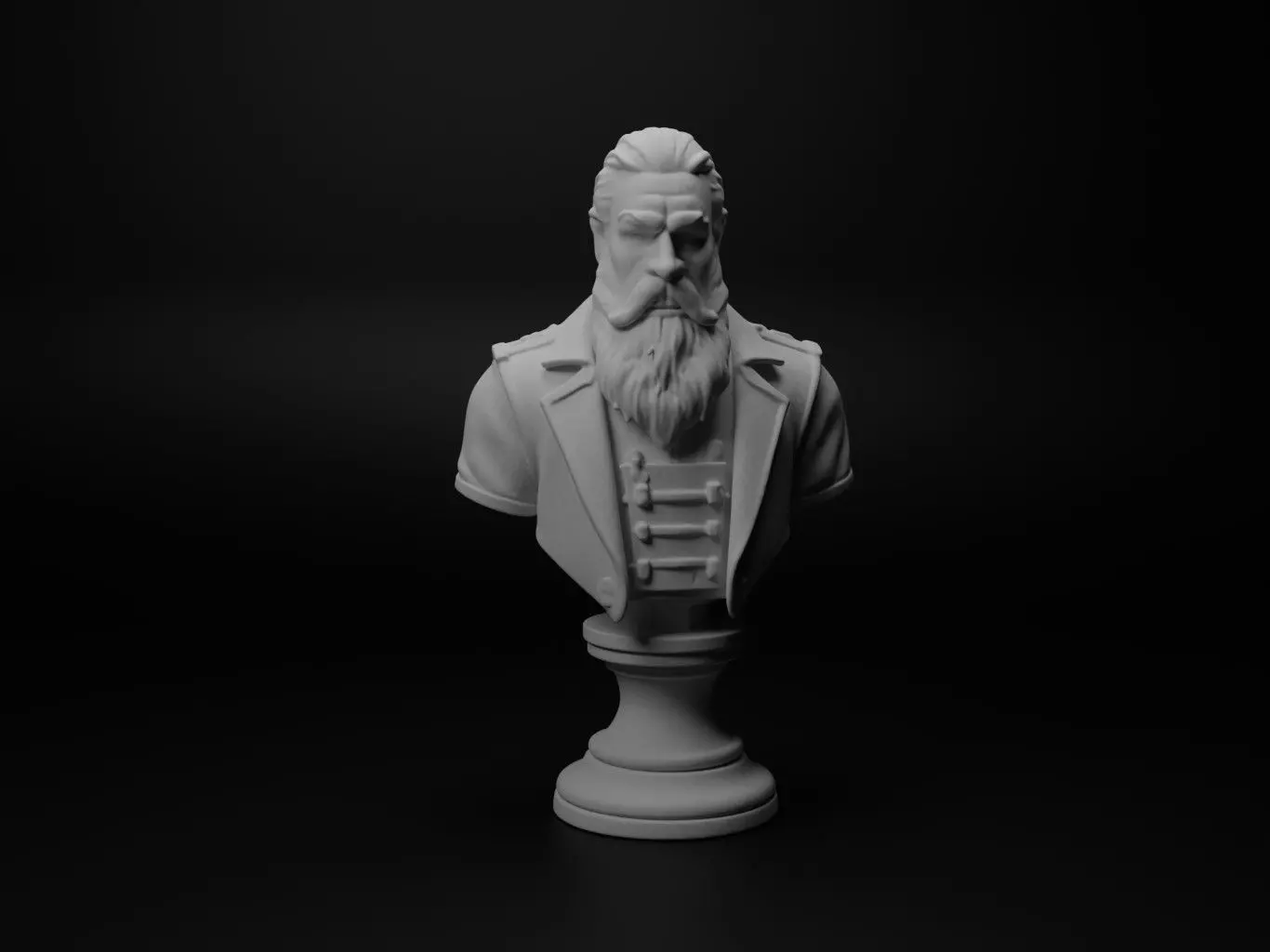 Legendary Hunter Bust Chess 3D print model_0