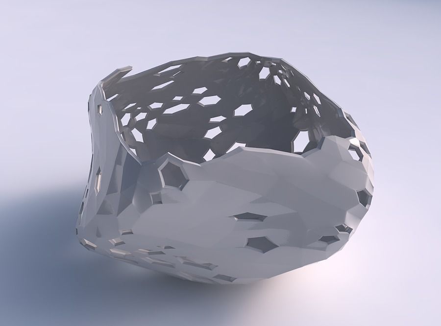 Bowl helix with twisted crystal skin with holes 3D print model_0