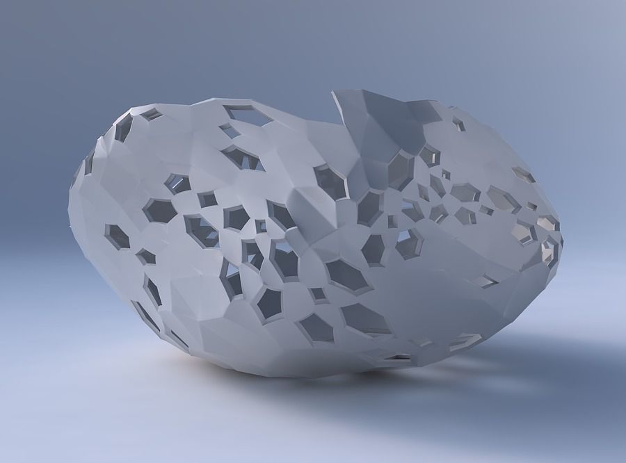 Bowl helix with twisted crystal skin with holes 3D print model_4