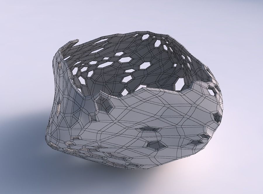 Bowl helix with twisted crystal skin with holes 3D print model_5