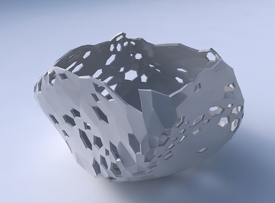 Bowl helix with twisted crystal skin with holes 3D print model_3