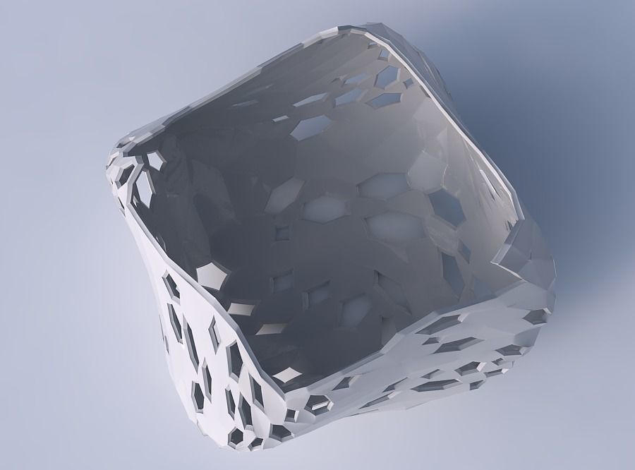 Bowl helix with twisted crystal skin with holes 3D print model_2