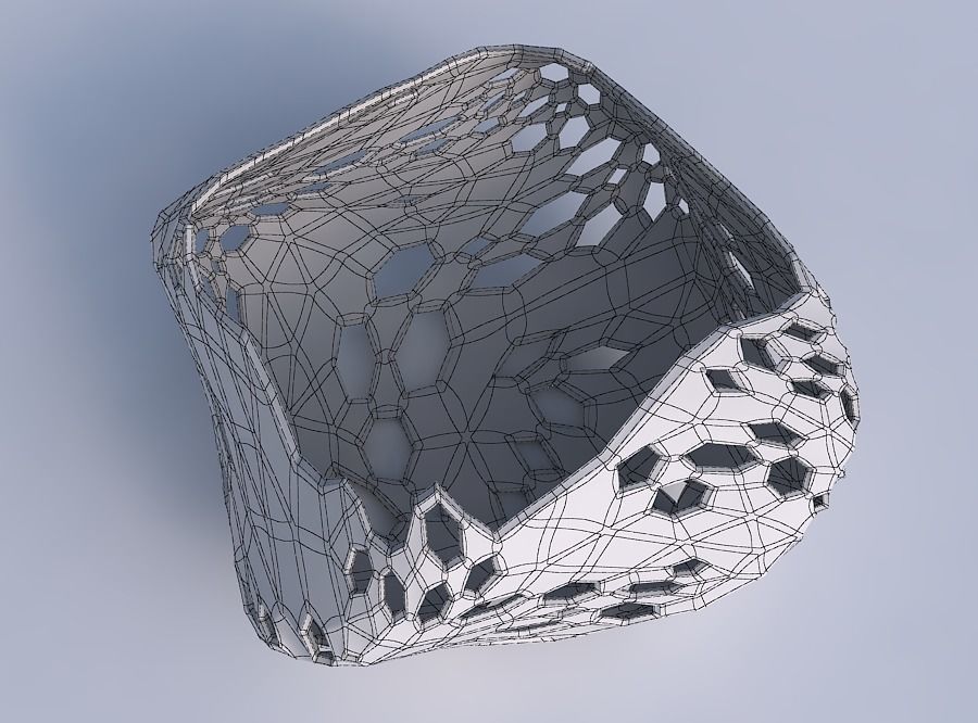 Bowl helix with twisted crystal skin with holes 3D print model_6