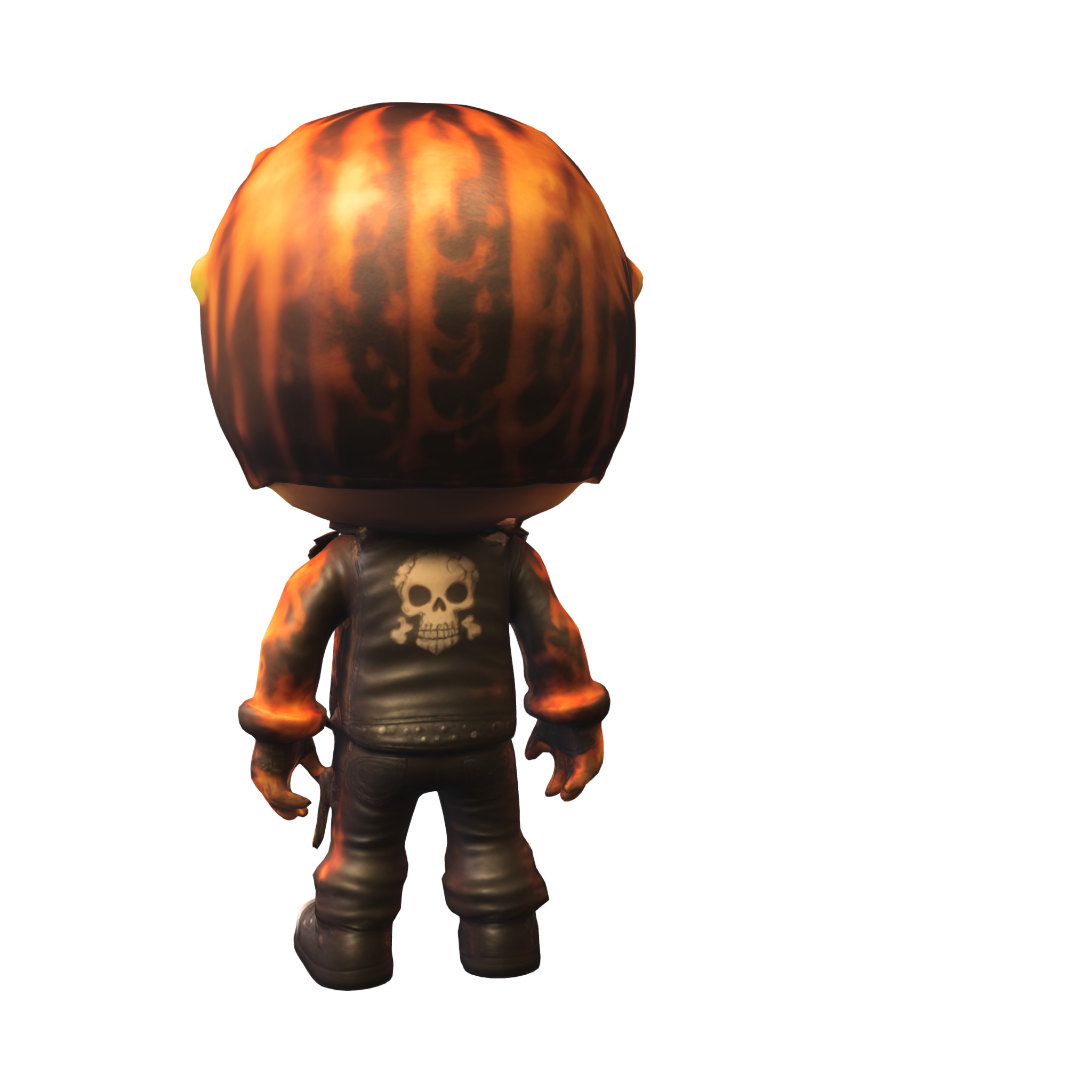 Flaming Skull Rider  Chibi Infernal Biker 3D model_4