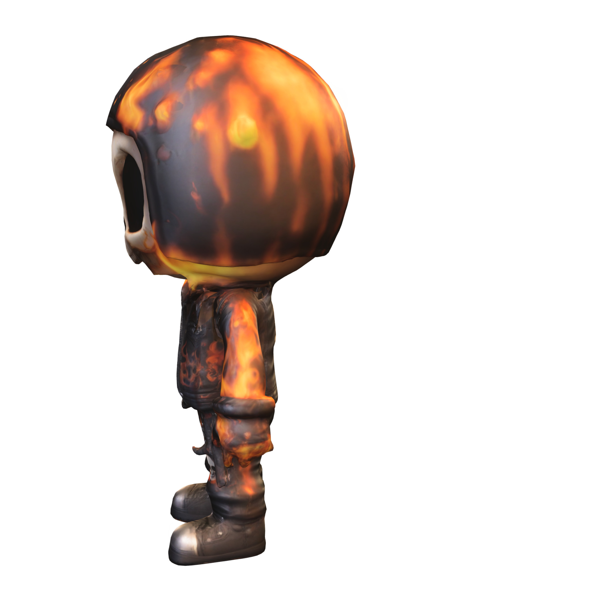 Flaming Skull Rider  Chibi Infernal Biker 3D model_2