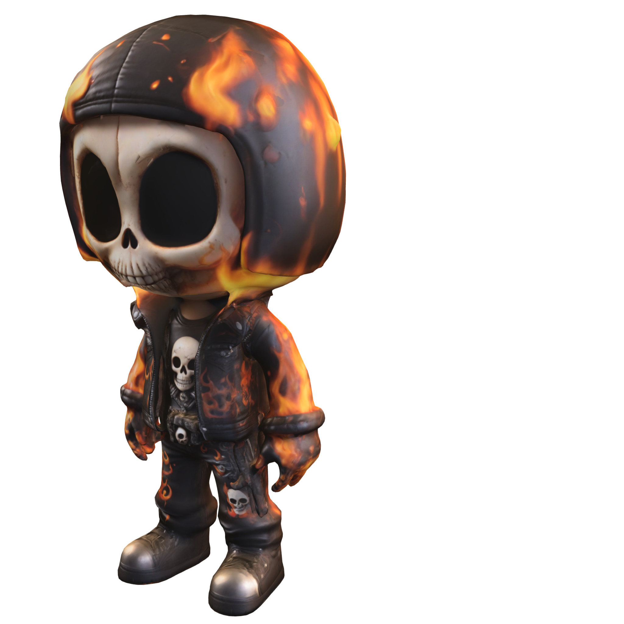Flaming Skull Rider  Chibi Infernal Biker 3D model_1
