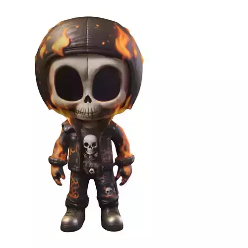 Flaming Skull Rider  Chibi Infernal Biker