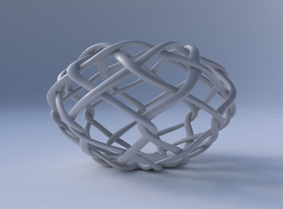 Bowl oval with interlacing lattice squeezed 3D print model_4