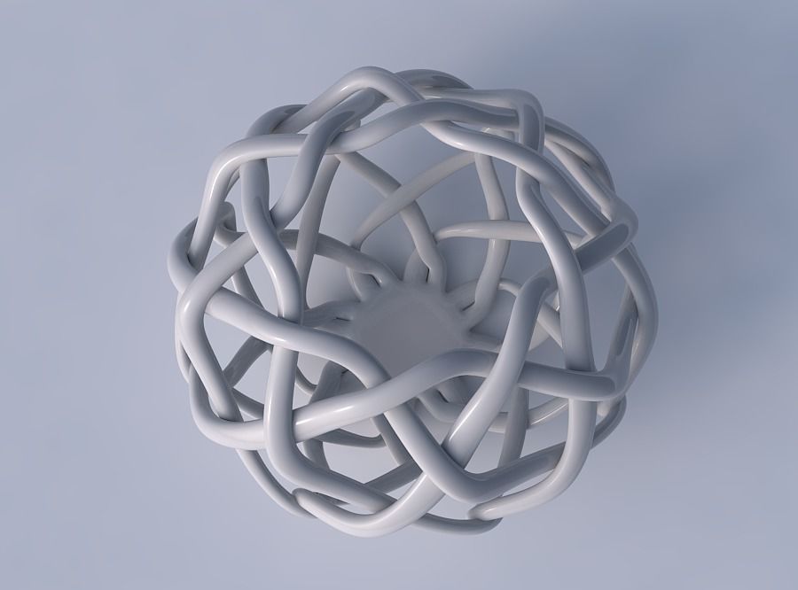 Bowl oval with interlacing lattice squeezed 3D print model_2