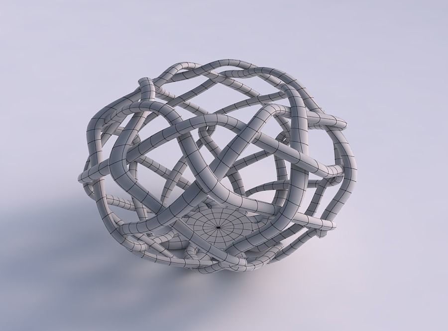 Bowl oval with interlacing lattice squeezed 3D print model_5