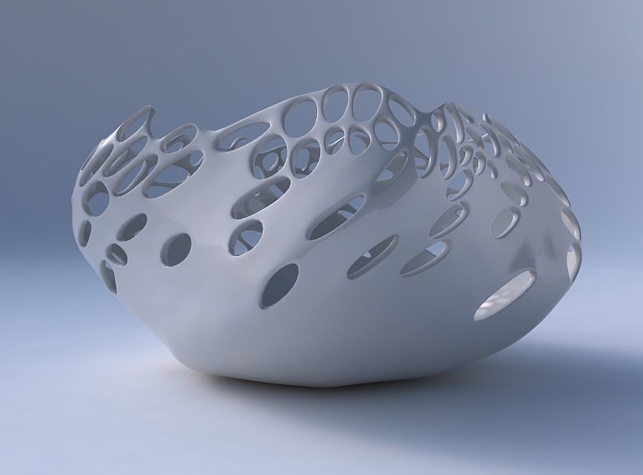 Bowl helix with smooth bubble holes 3D print model_4