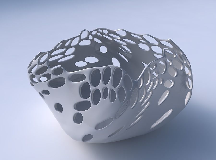 Bowl helix with smooth bubble holes 3D print model_3