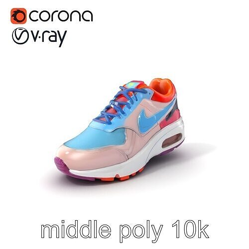 Vibrant Athletic Sneaker Model Pack with Air Cushioning Low-poly 3D model