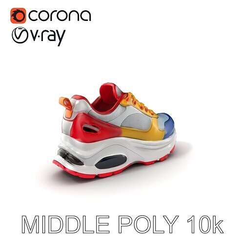 Contemporary Athletic Sneaker D model pack Low-poly 3D model