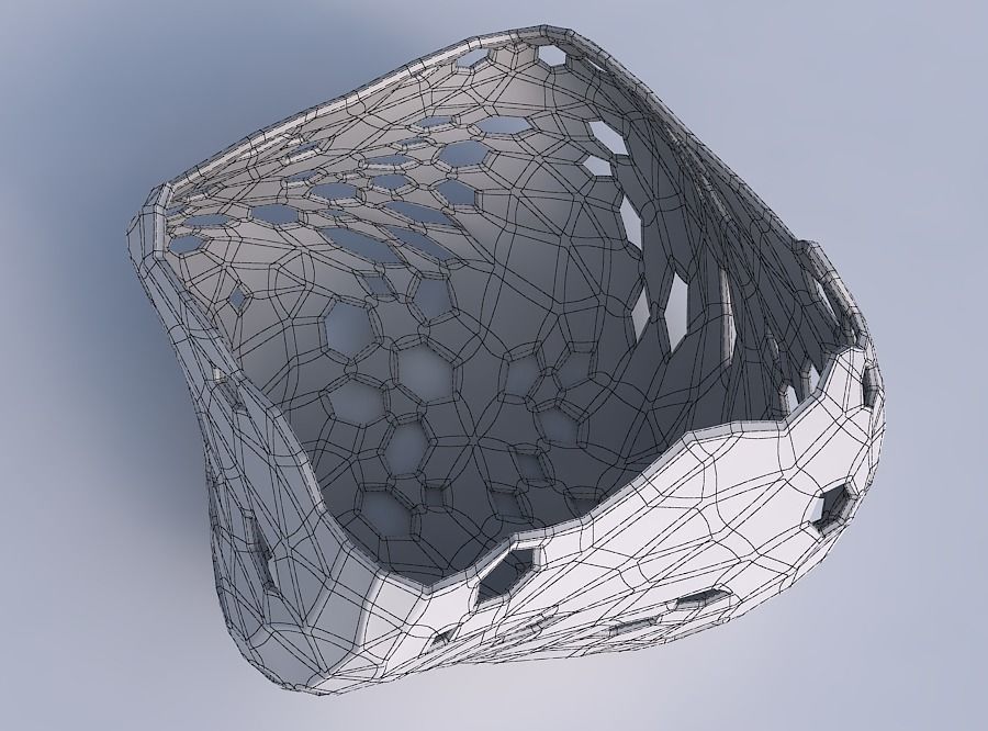 Bowl helix with crystal skin with holes 3D print model_6
