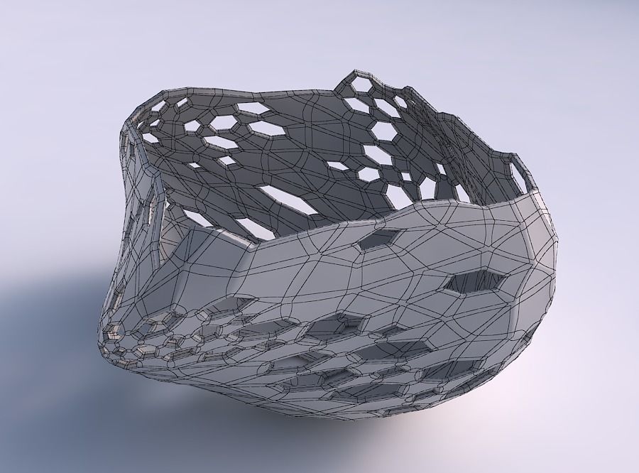 Bowl helix with crystal skin with holes 3D print model_5