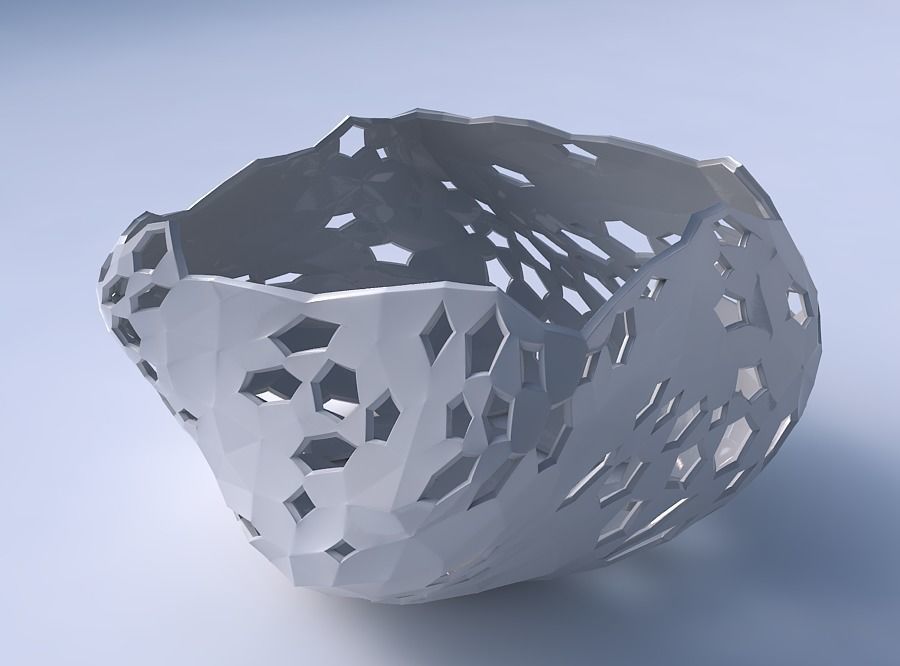 Bowl helix with crystal skin with holes 3D print model_3