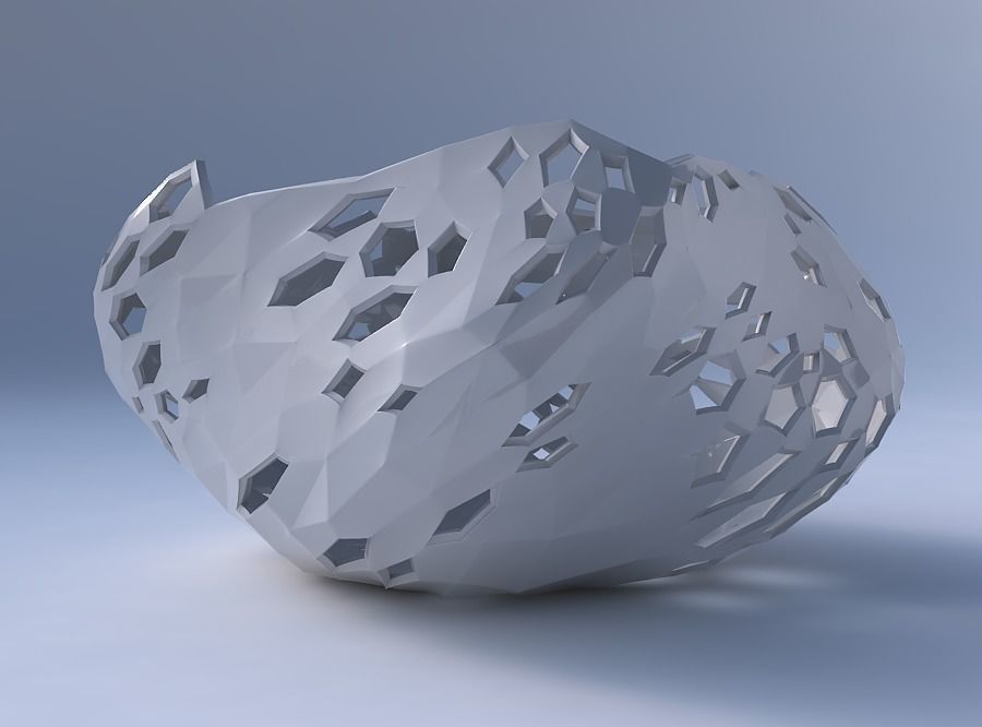 Bowl helix with crystal skin with holes 3D print model_4