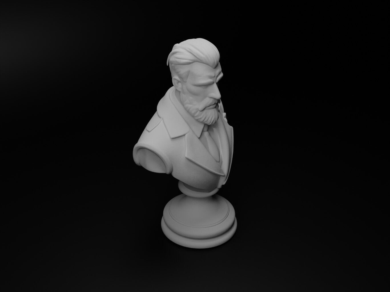 Master Fighter Bust Chess 3D print model_2