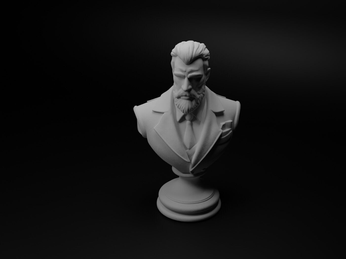 Master Fighter Bust Chess 3D print model_1
