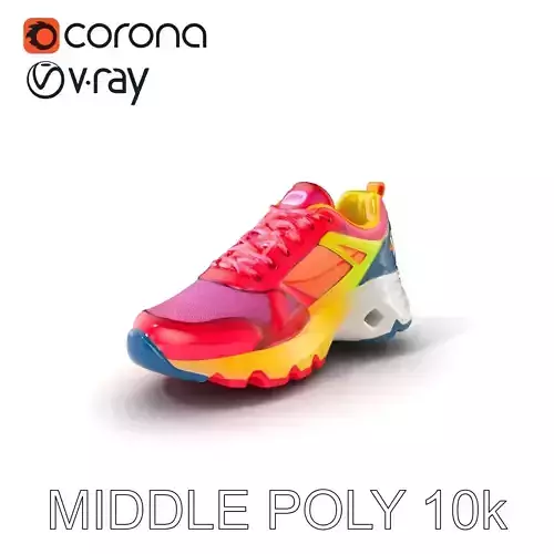 Stylish Athletic Sneaker model pack with Bright Tones Low-poly 3D model