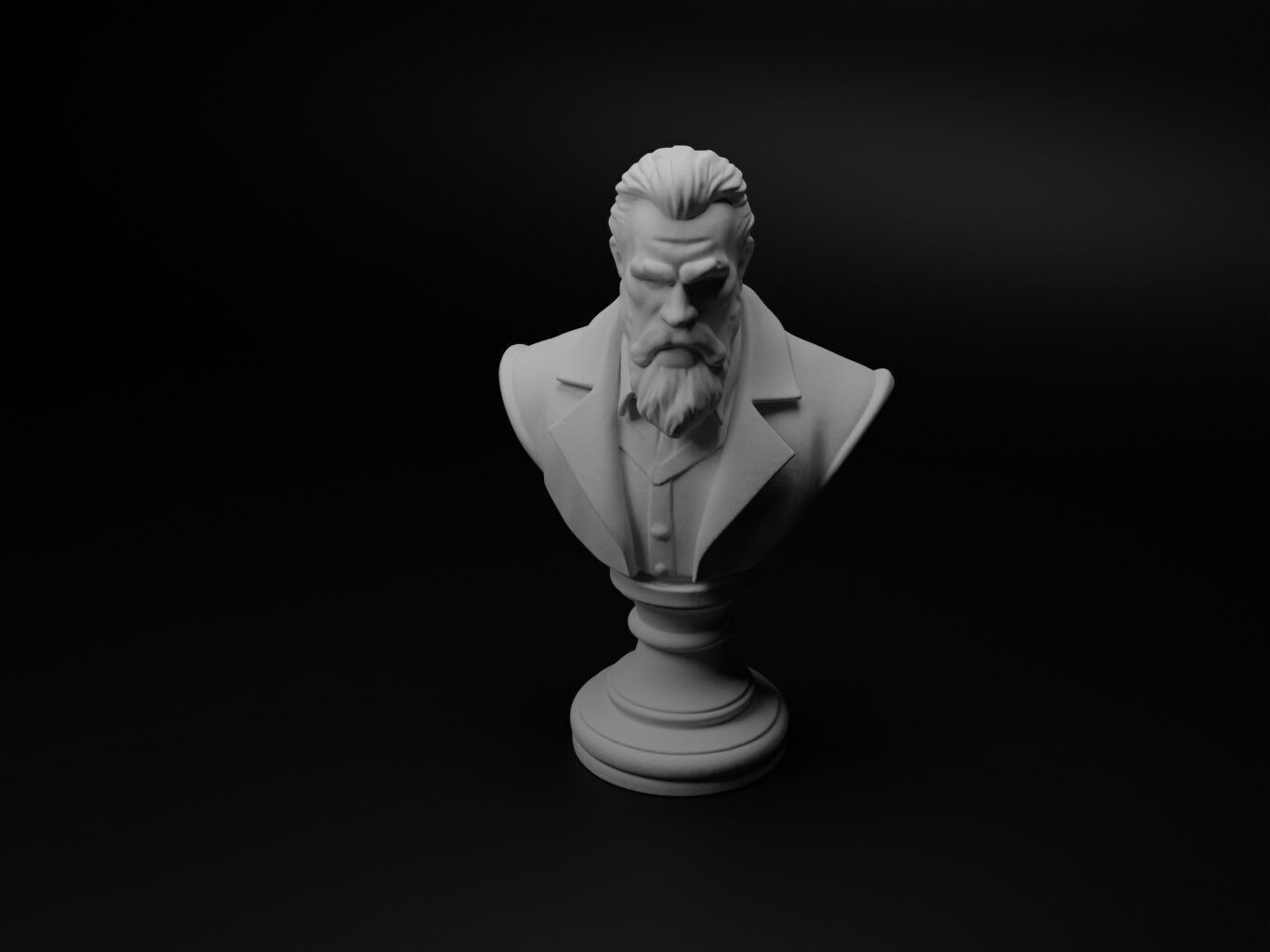 Master Fighter Bust Chess 3D print model_1