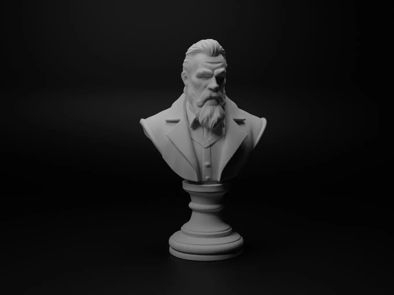 Master Fighter Bust Chess 3D print model_0