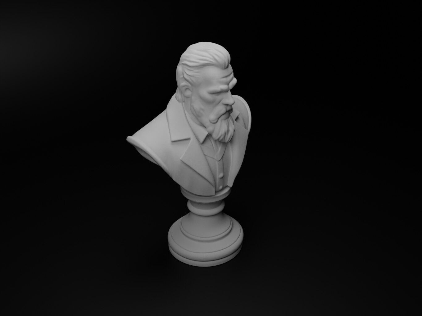 Master Fighter Bust Chess 3D print model_2