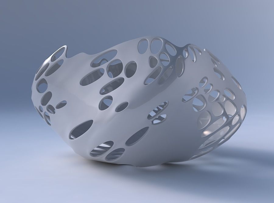 Bowl helix with bubbles holes 3D print model_4