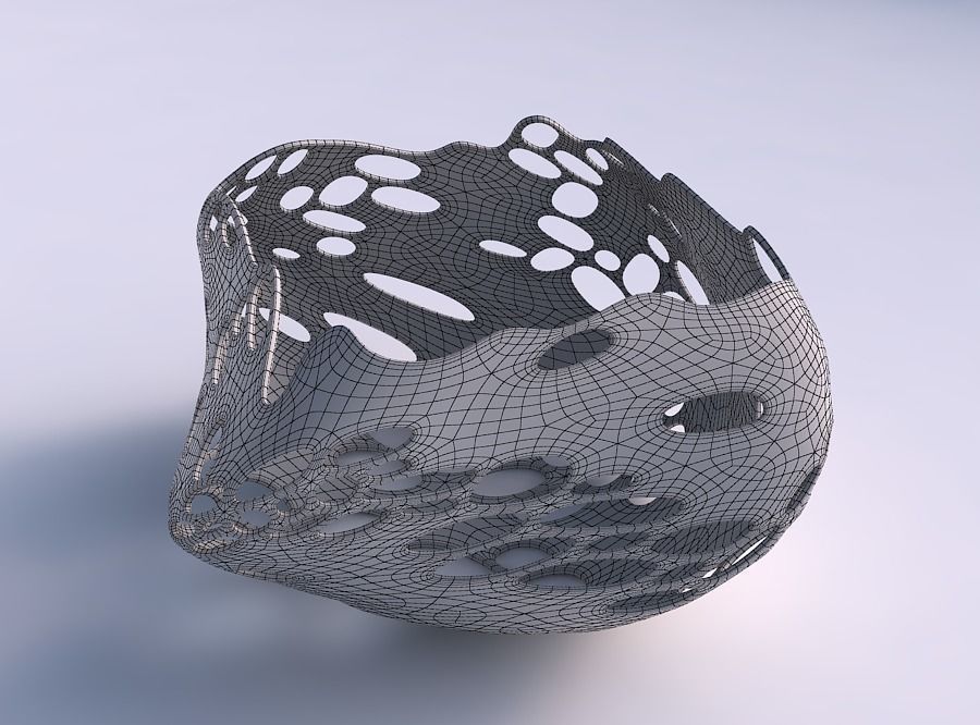 Bowl helix with bubbles holes 3D print model_5