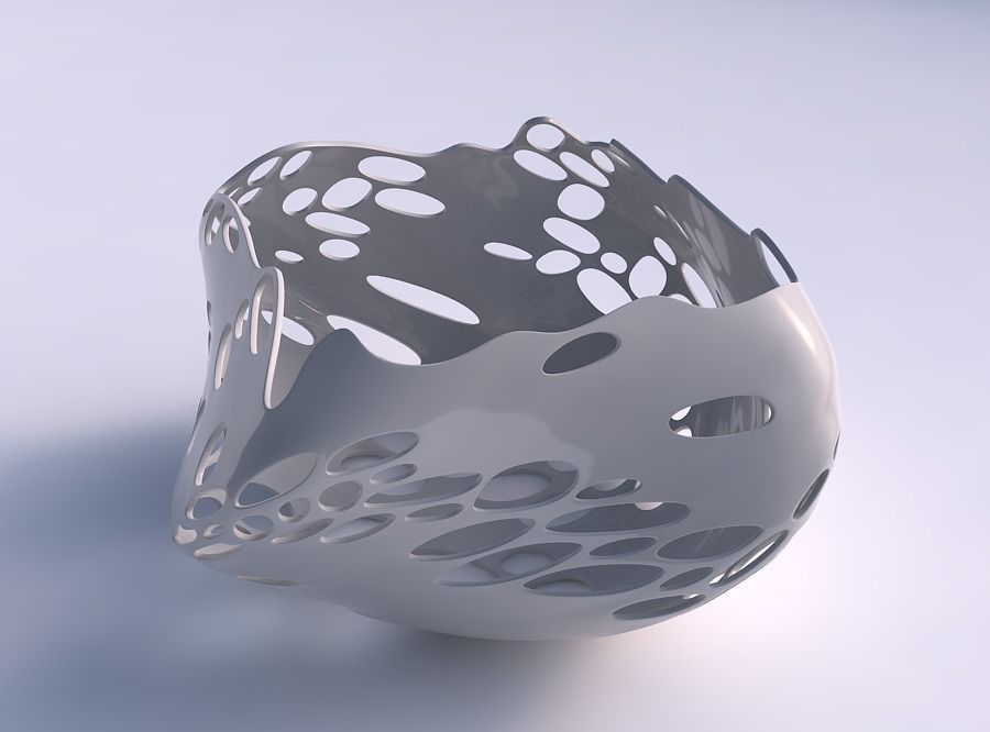 Bowl helix with bubbles holes 3D print model_0