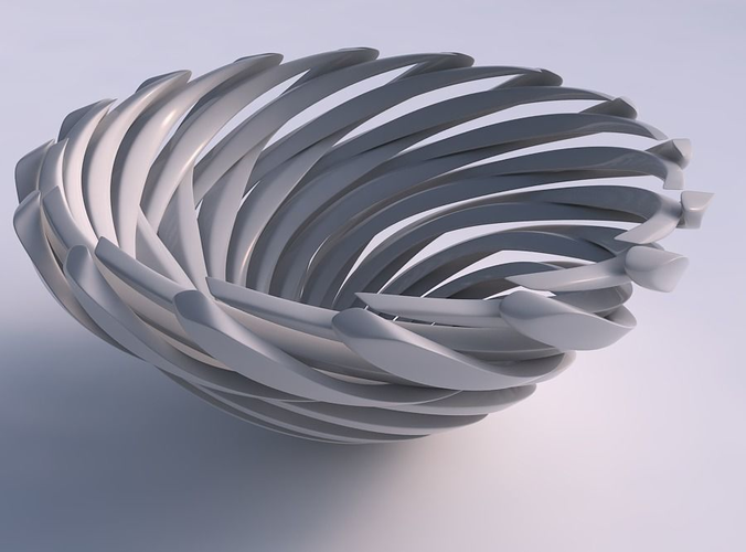 Bowl funnel with twisted sharp muscle structure twisted and squeezed