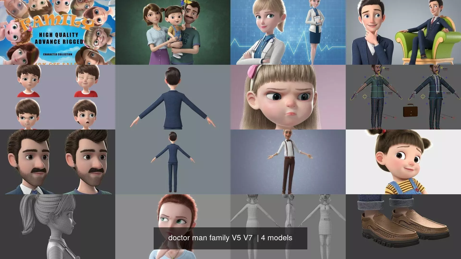 doctor man family V5 V7  3D Model Collection_0