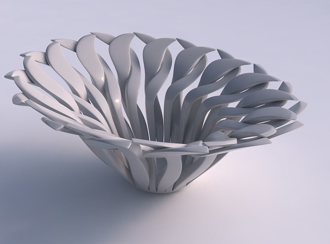 Bowl funnel with twisted sharp muscle structure squeezed with... 3D print model