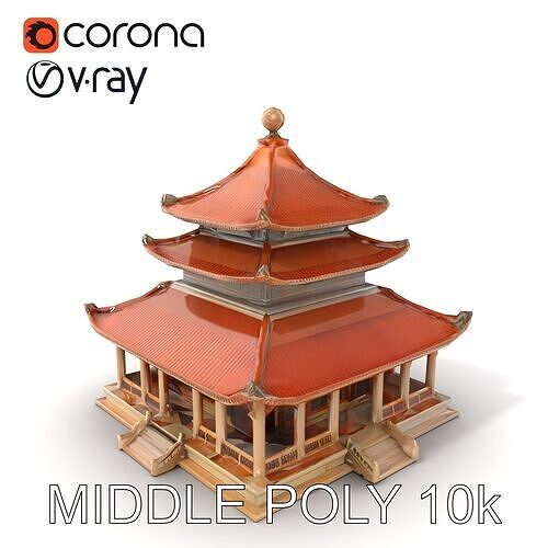 Confucian Temple Architectural Precision Model Pack Low-poly 3D model