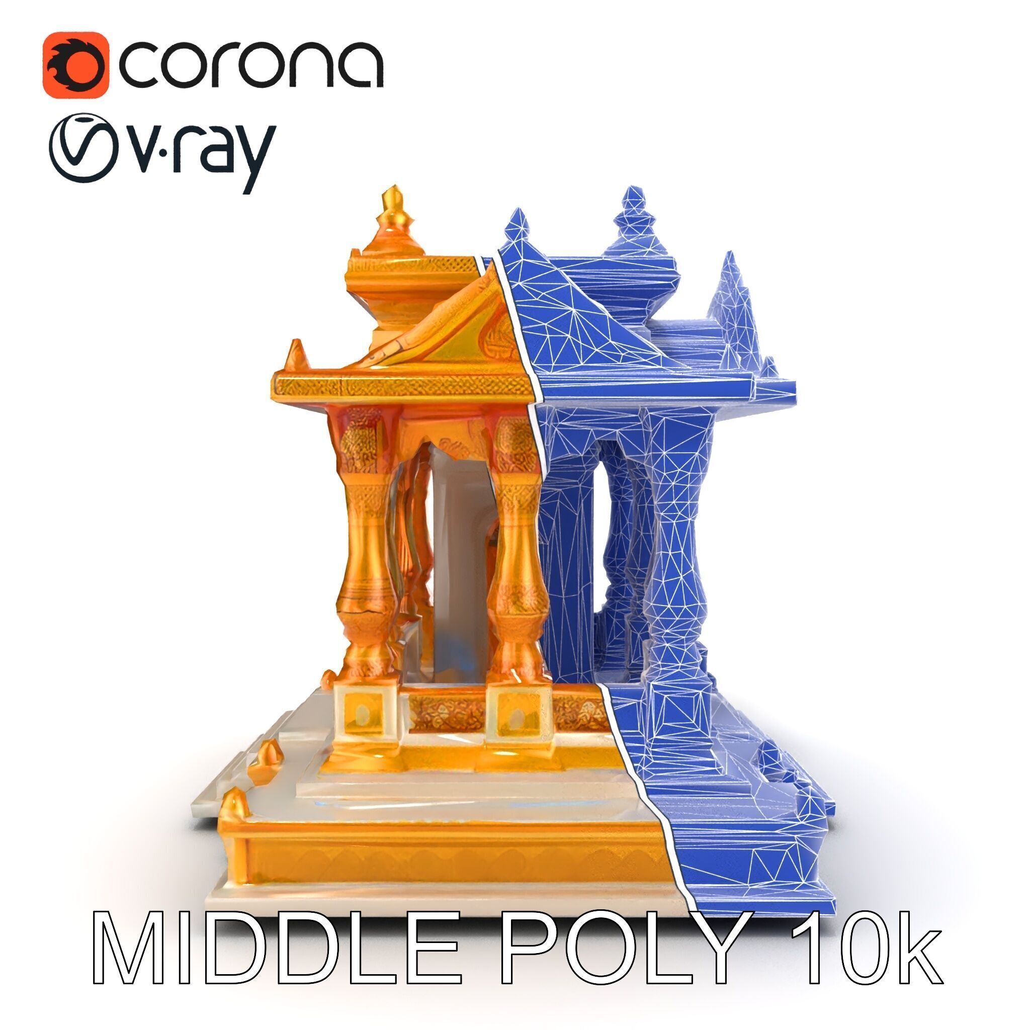 Golden Temple Decorative Architecture model pack Low-poly 3D model_24