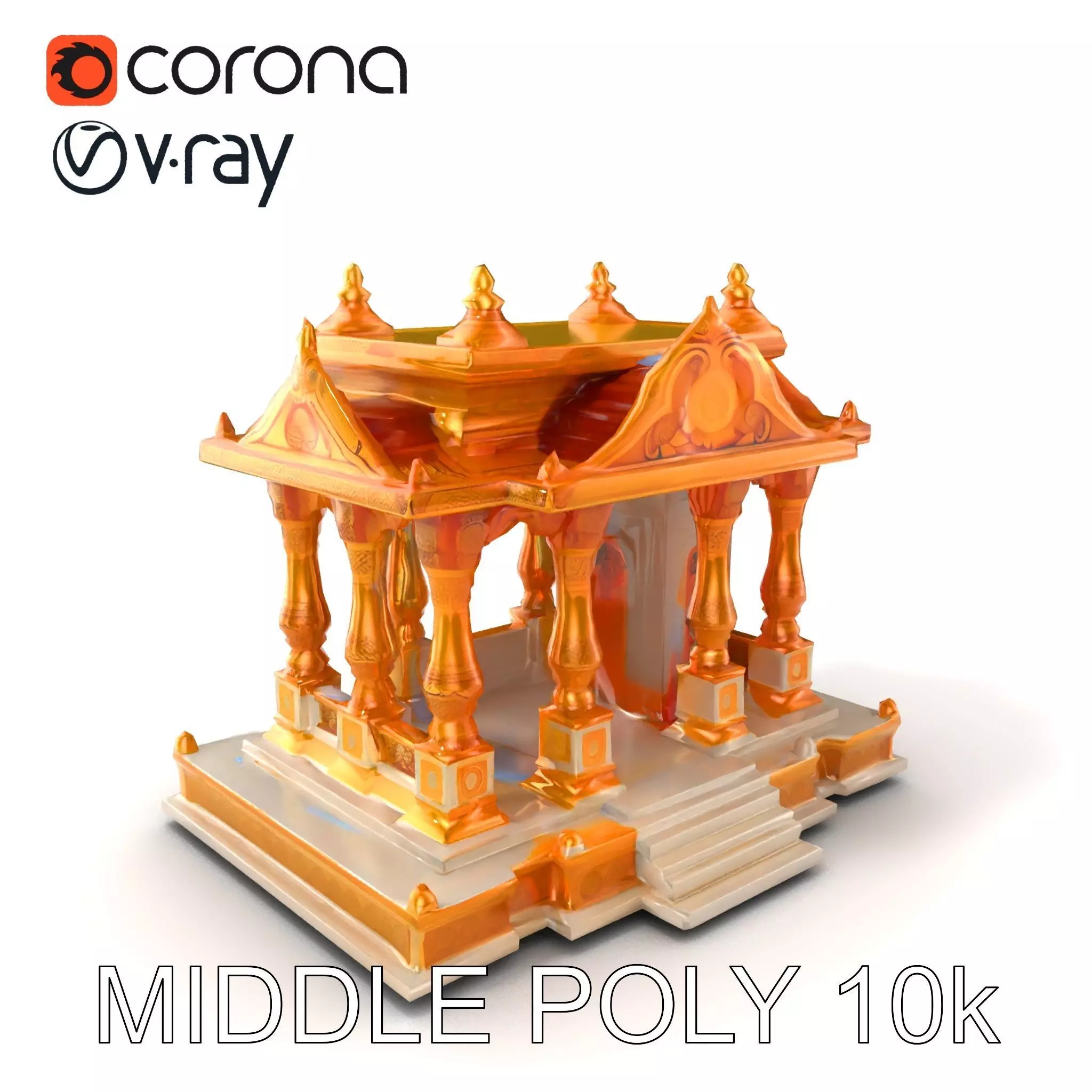 Golden Temple Decorative Architecture model pack Low-poly 3D model_0