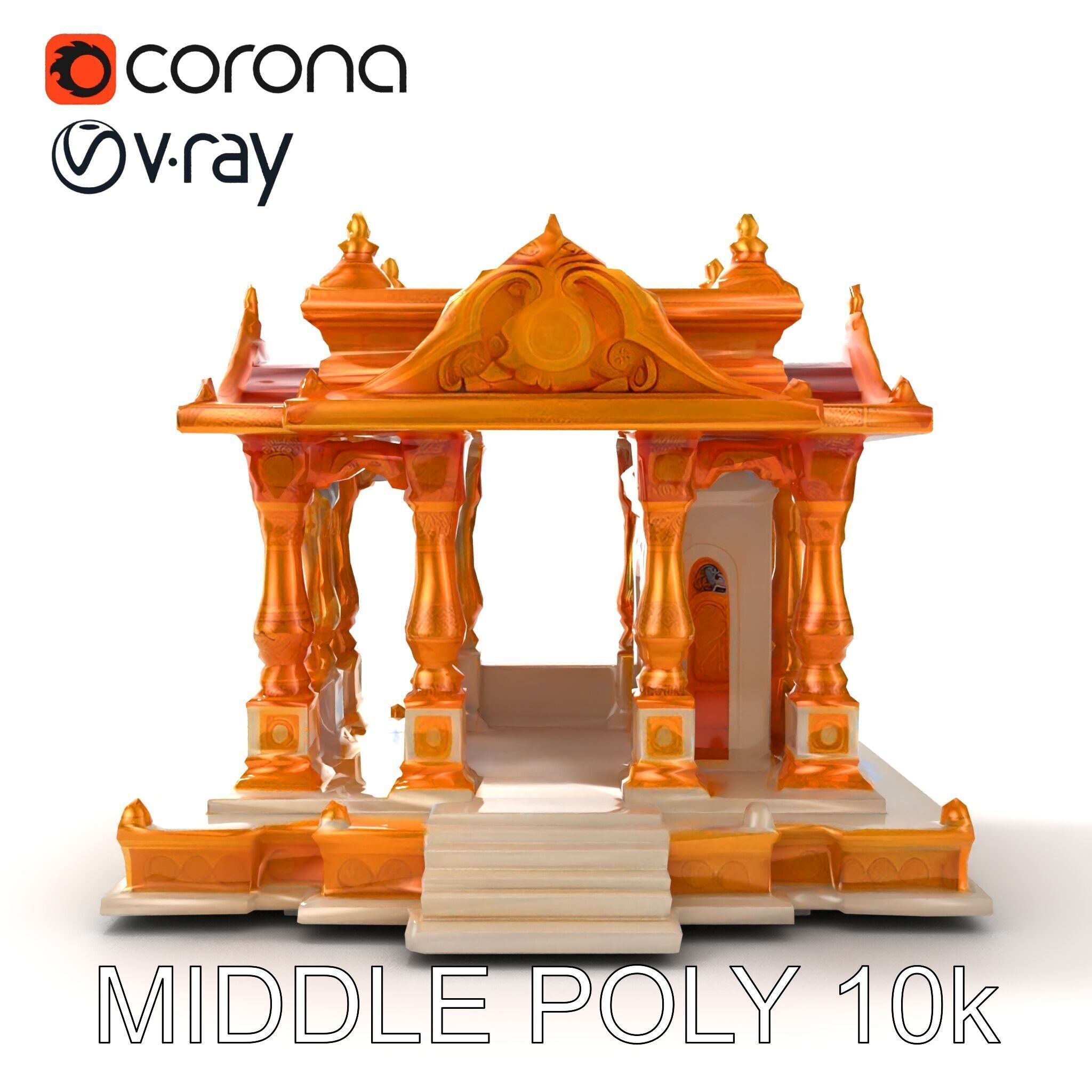 Golden Temple Decorative Architecture model pack Low-poly 3D model_14