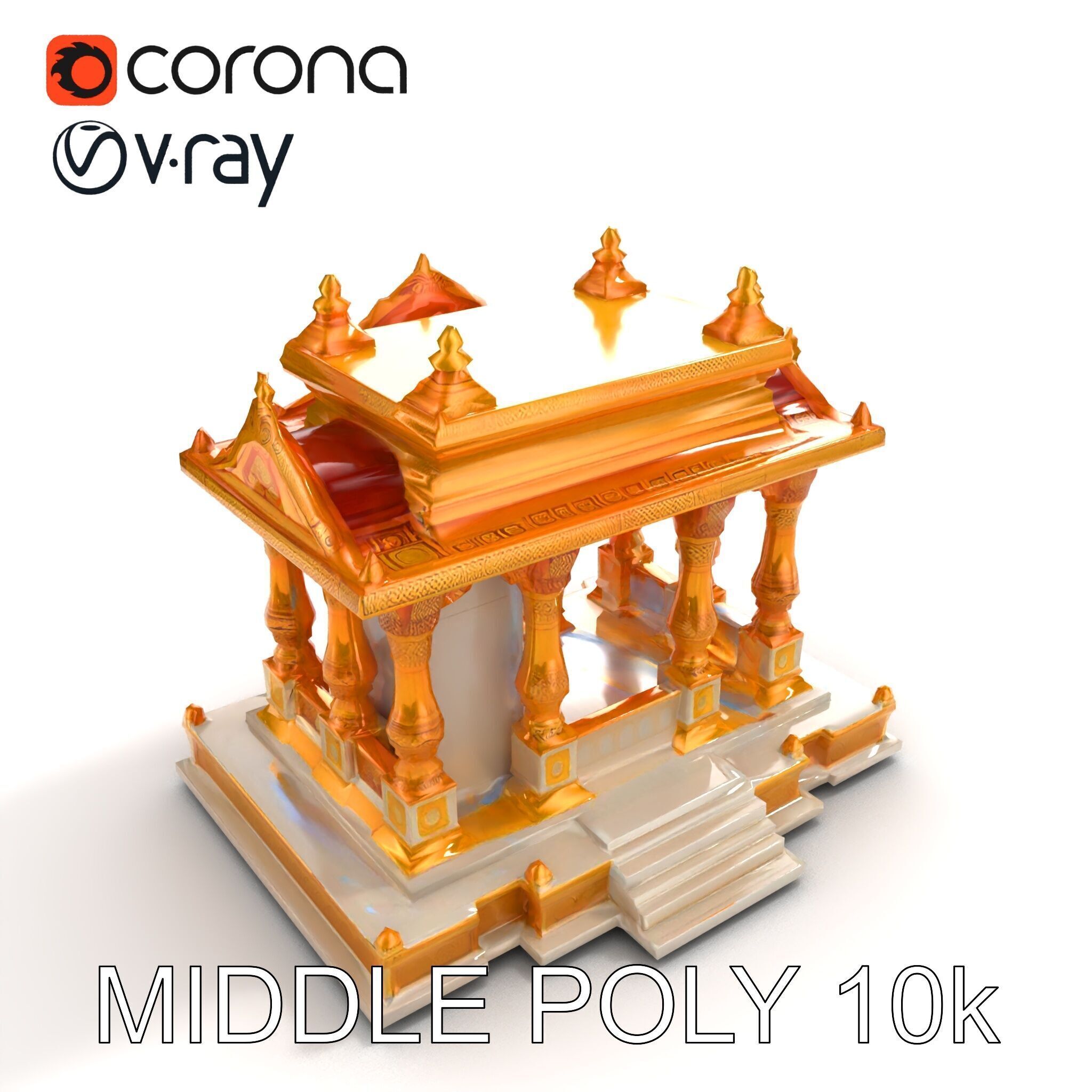 Golden Temple Decorative Architecture model pack Low-poly 3D model_8