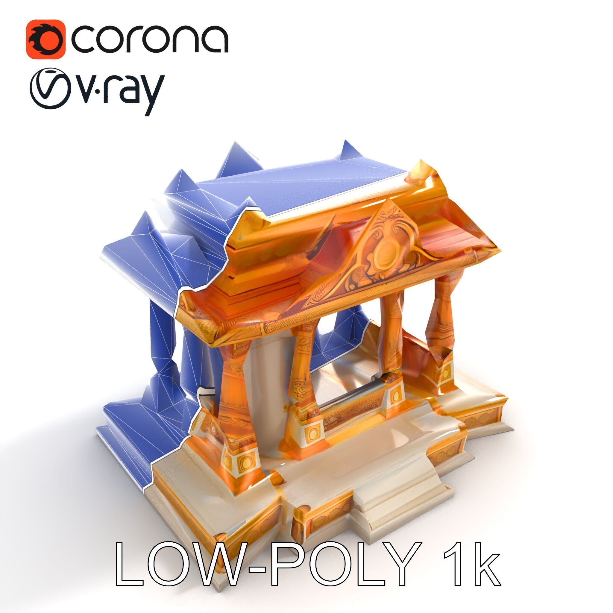 Golden Temple Decorative Architecture model pack Low-poly 3D model_21