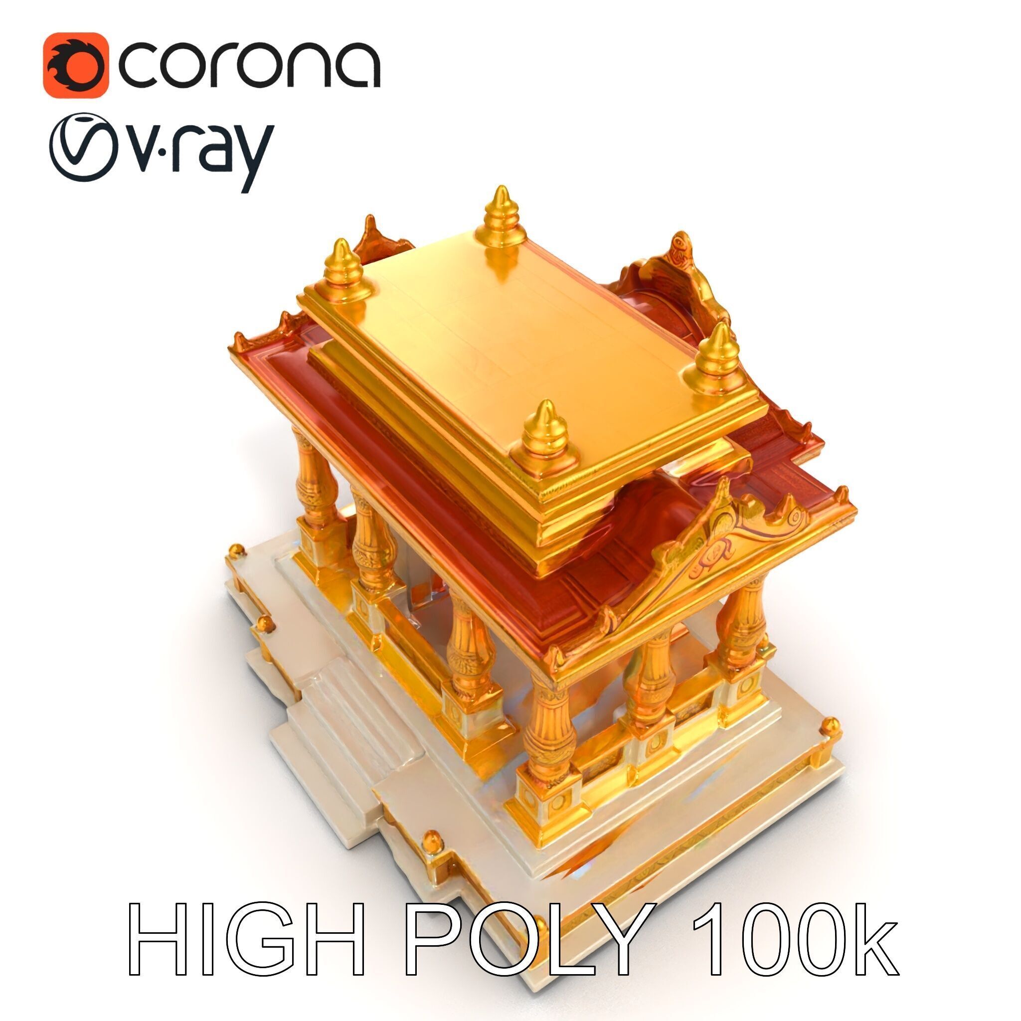 Golden Temple Decorative Architecture model pack Low-poly 3D model_32