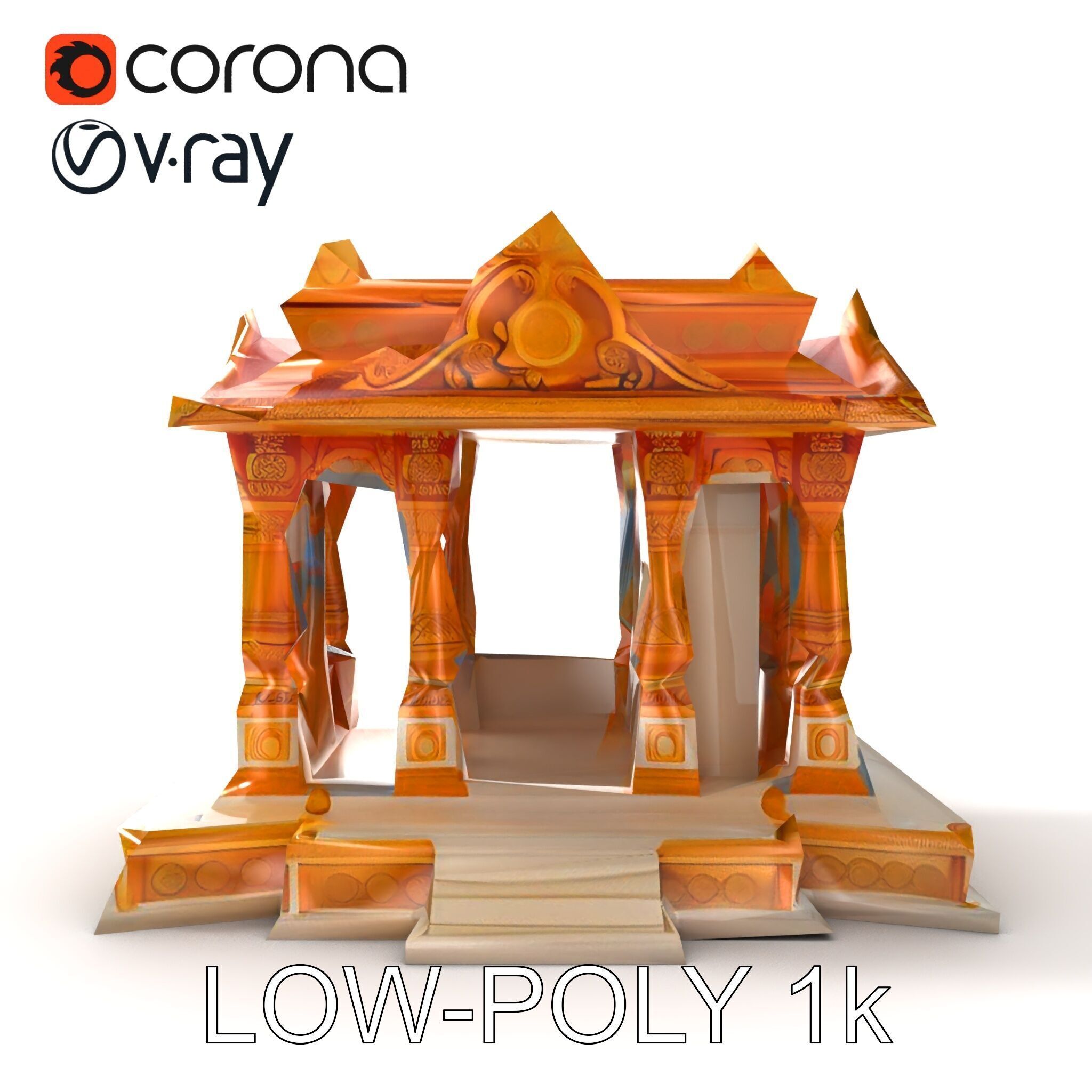 Golden Temple Decorative Architecture model pack Low-poly 3D model_11