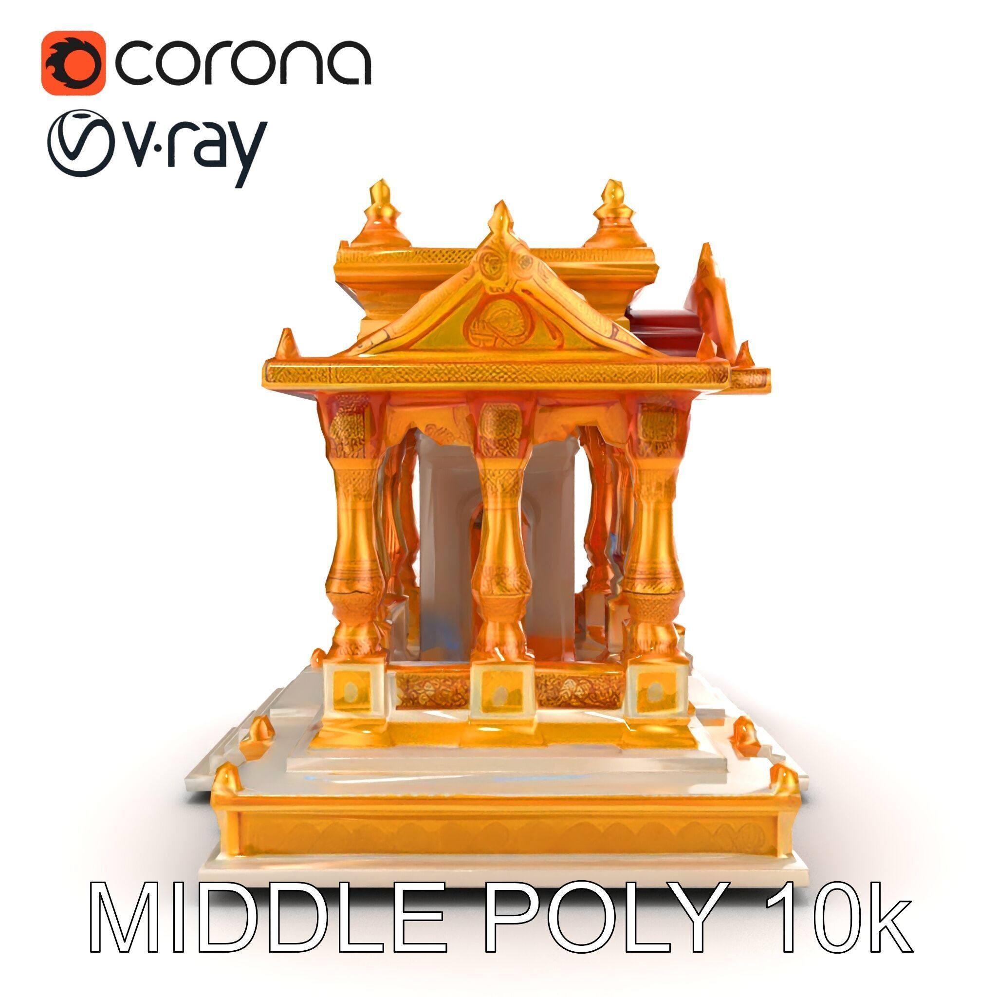 Golden Temple Decorative Architecture model pack Low-poly 3D model_29