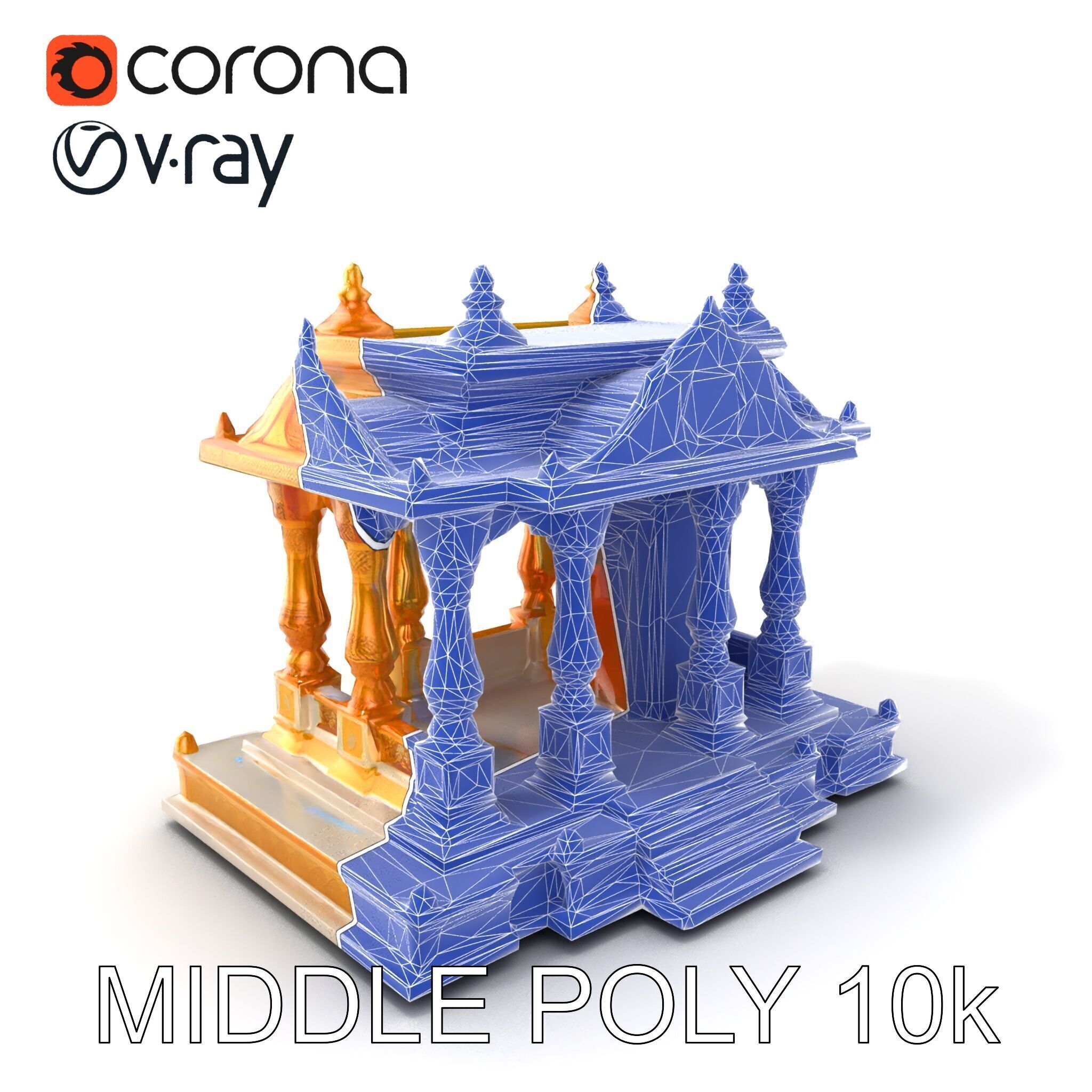 Golden Temple Decorative Architecture model pack Low-poly 3D model_6