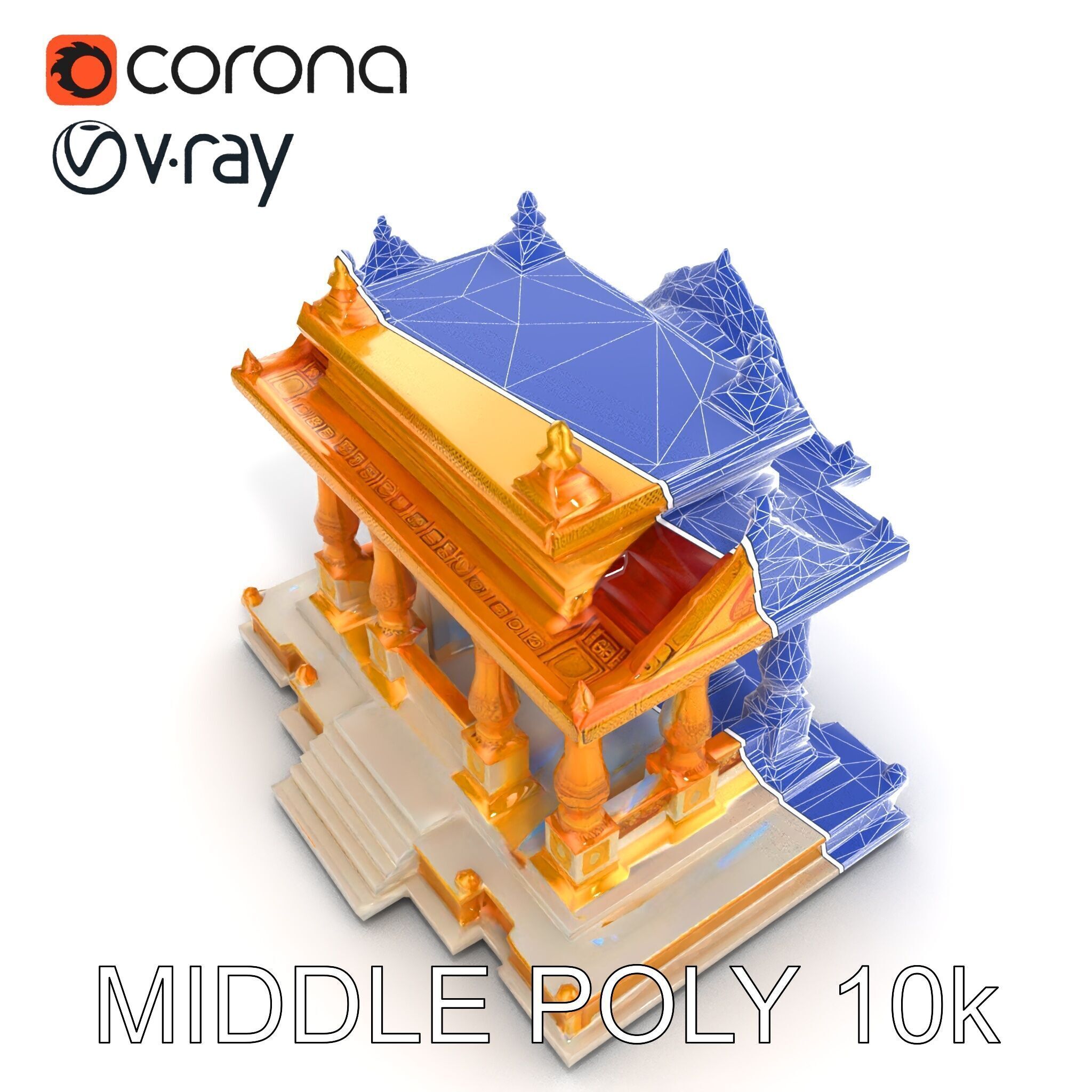 Golden Temple Decorative Architecture model pack Low-poly 3D model_17